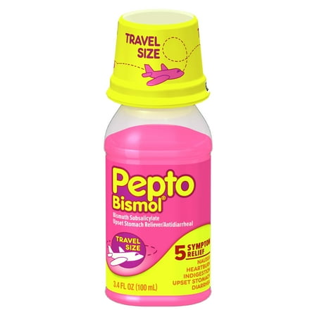 Pepto-Bismol Liquid, Upset Stomach Relief, Stomach Relief, Anti-Diarrheal - Travel Size - 3.4 fl oz