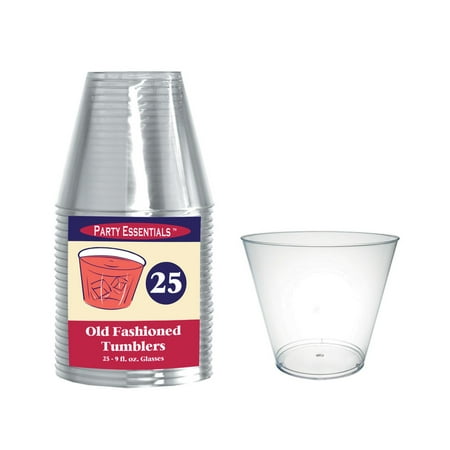 Party Essentials Old Fashioned Tumblers: 9 ounces  Plastic  25 pack