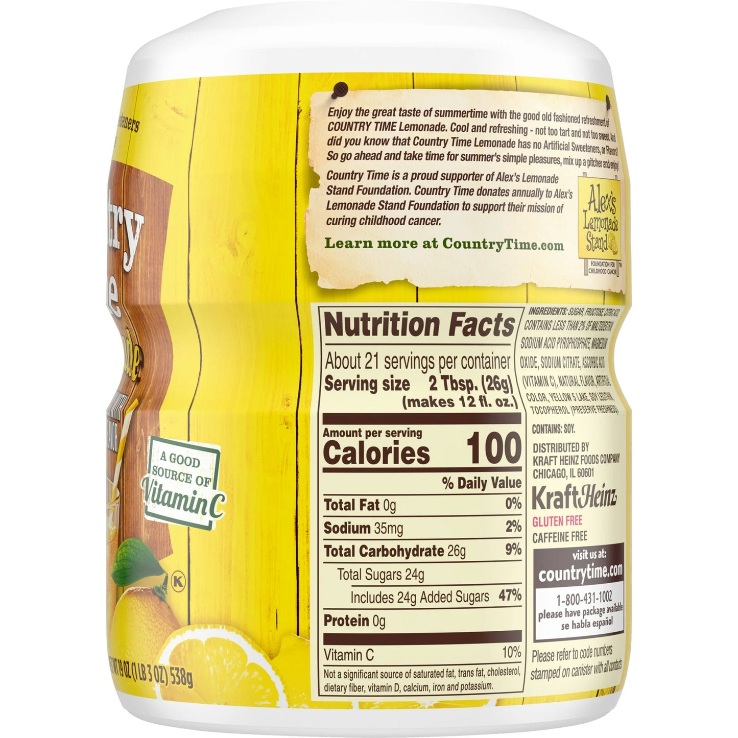 Country Time Lemonade Naturally Flavored with other natural flavor Powdered Drink Mix, 19 oz Canister