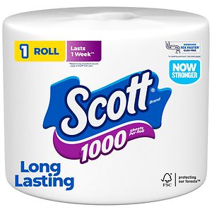 Scott 1000 Sheets per Roll Toilet Paper, 1 Roll