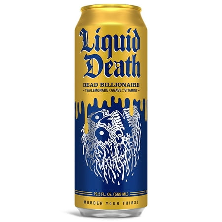 Liquid Death Iced Black Tea  Dead Billionaire 19.2 oz King Size Can