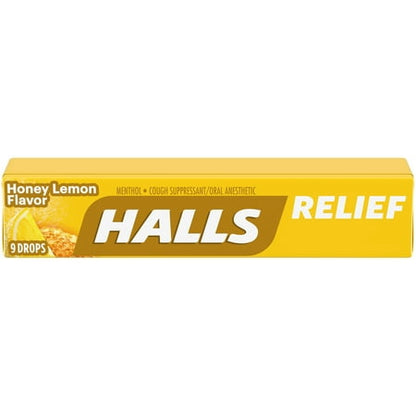 HALLS Relief Honey Lemon Cough Drops  9 Drops