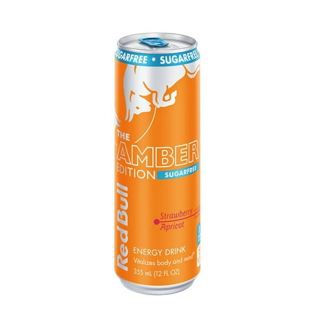 Red Bull Amber Edition Sugar Free Energy Drink  Strawberry Apricot  114mg Caffeine  12 fl oz Can