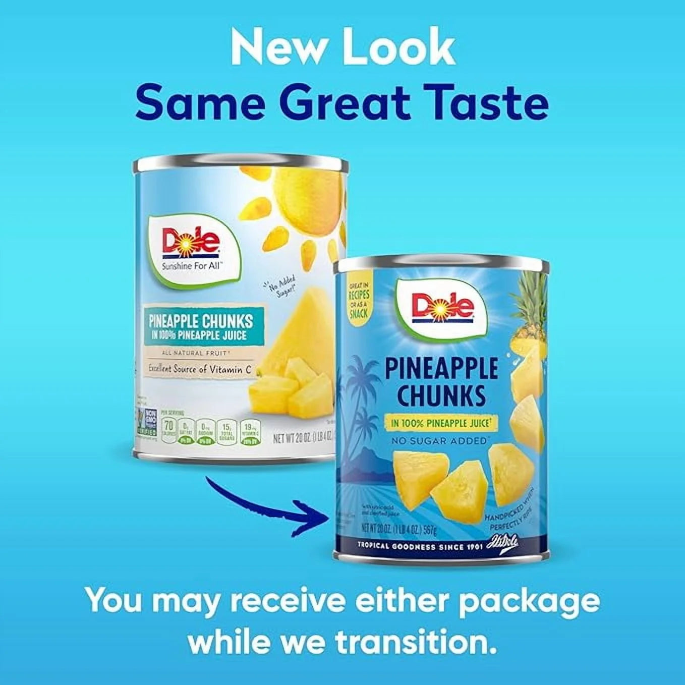 Dole Pineapple Chunks in 100% Pineapple Juice, 20 oz Can