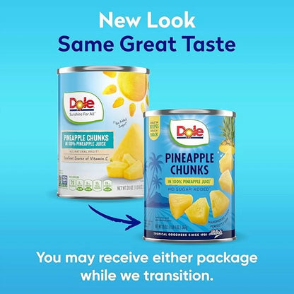 Dole Pineapple Chunks in 100% Pineapple Juice, 20 oz Can