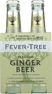 Fever-Tree Bold & Spicy Premium Real Ginger Beer  4Pack/6.8oz  Shelf Stable  Glass Bottles