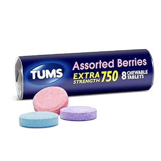 TUMS Extra Strength Assorted Berries Antacid Chewable Tablets for Heartburn Relief  8 count