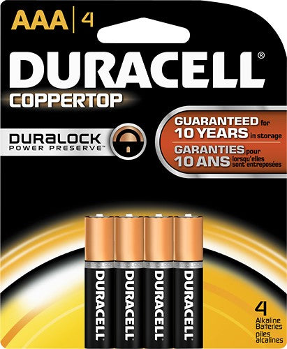 Duracell Coppertop AAA Batteries - 4pk Alkaline Battery: 1.5V Household, Single-Use