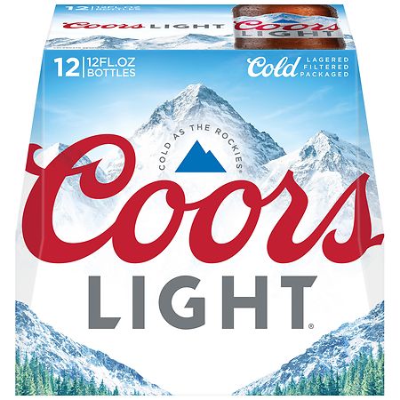 Coors Light Beer Bottles 12 oz, 12 pk