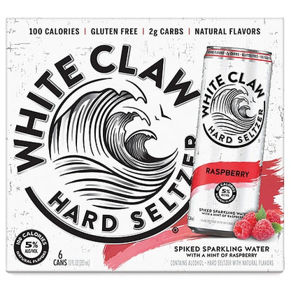White Claw Raspberry Hard Seltzer - 6pk/12 fl oz Cans