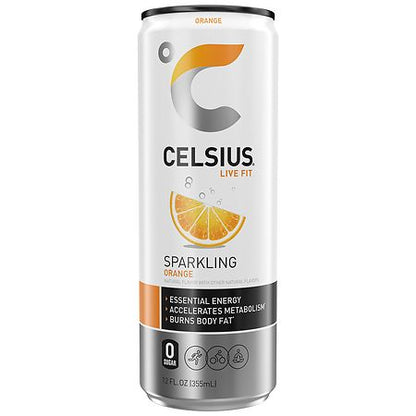 CELSIUS Sparkling Orange  Functional Essential Energy Drink 12 Fl Oz Single Can