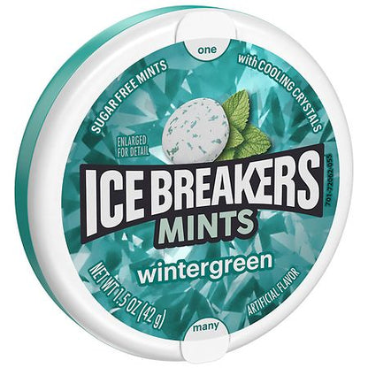 Ice Breakers Wintergreen Sugar Free Breath Mints  Mint Candy  1.5 oz  Tin