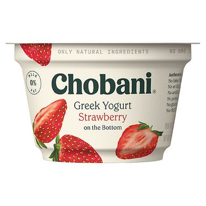 NON-FAT GREEK YOGURT WITH STRAWBERRY ON THE BOTTOM, STRAWBERRY