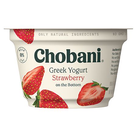 NON-FAT GREEK YOGURT WITH STRAWBERRY ON THE BOTTOM, STRAWBERRY