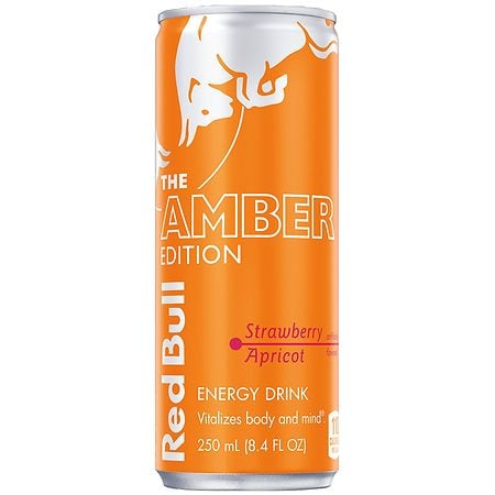Red Bull Amber Edition Energy Drink  Strawberry Apricot  80mg Caffeine  8.4 fl oz Can