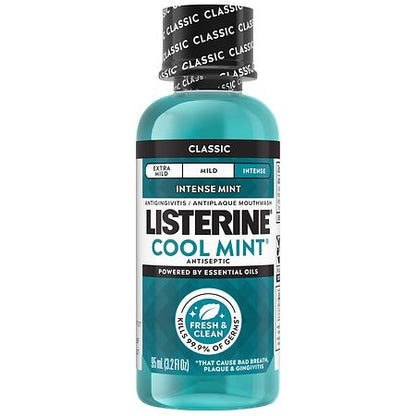 Listerine Cool Mint Intense Antiseptic Mouthwash  For Bad Breath & Plaque Oral Care  3.2 oz