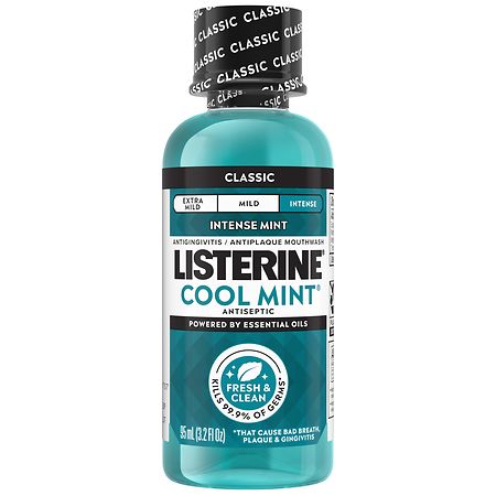 Listerine Cool Mint Intense Antiseptic Mouthwash  For Bad Breath & Plaque Oral Care  3.2 oz