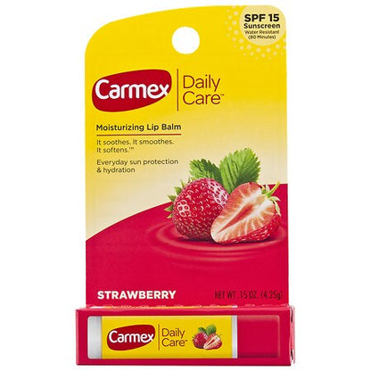 Carmex Daily Care Moisturizing Lip Balm Stick  SPF 15  Strawberry Lip Balm Flavor  1 Count