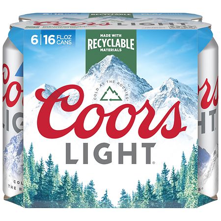Coors Light Beer, American Light Lager, 6 Pack, 16 fl. oz. Cans, 4.2% ABV