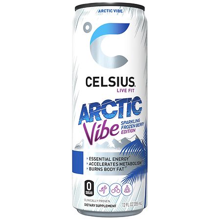 CELSIUS Sparkling Arctic Vibe  Functional Essential Energy Drink 12 Fl Oz Single Can