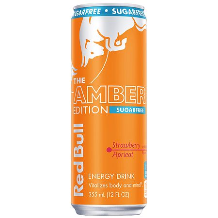 Red Bull Amber Edition Sugar Free Energy Drink  Strawberry Apricot  114mg Caffeine  12 fl oz Can