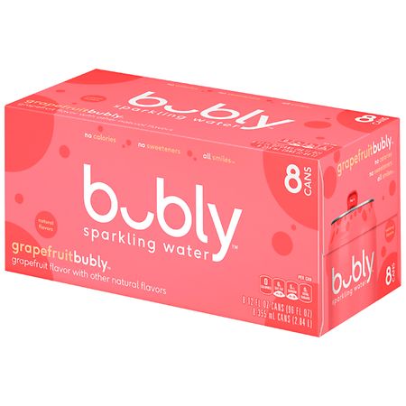 bubly Grapefruit Sparkling Water 12 Fluid Ounces 8 Pack Aluminum Can