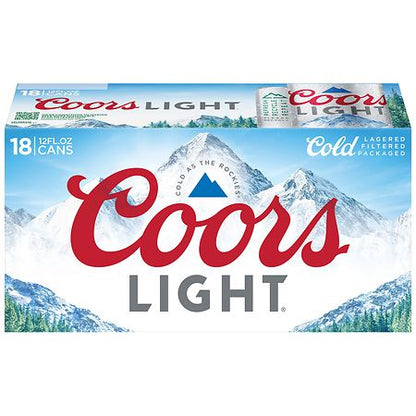 Coors Light Beer Cans 12 oz, 18 pk