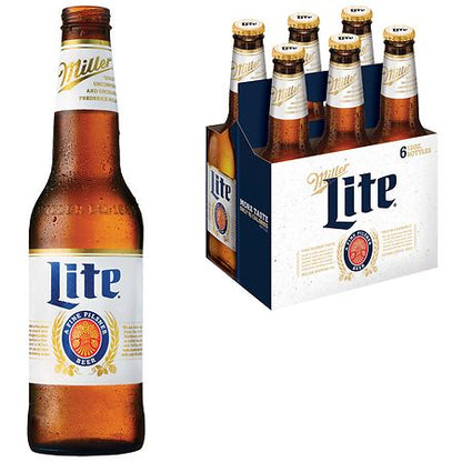 Miller Lite Beer Bottles 12 oz, 6 pk