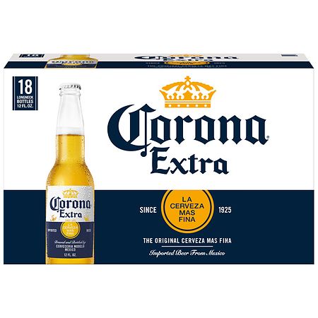 Corona Extra Mexican Lager Beer, 18 pk 12 fl oz Bottles, 4.6% ABV