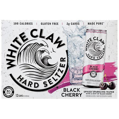 White Claw Black Cherry Hard Seltzer - 12pk/12 fl oz Slim Cans