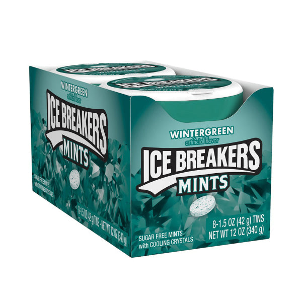 Ice Breakers Wintergreen Sugar Free Breath Mints  Mint Candy  1.5 oz  Tin