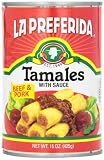 BEEF & PORK TAMALES WITH SAUCE, BEEF & PORK