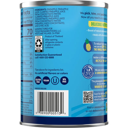 Dole Pineapple Tidbits in 100% Fruit Juice, 20 oz Can