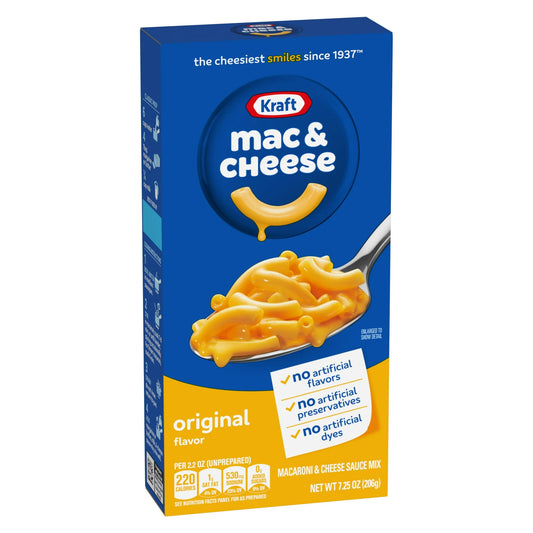 Kraft Original Mac N Cheese Dinner, 7.25 oz Box, Shelf-Stable