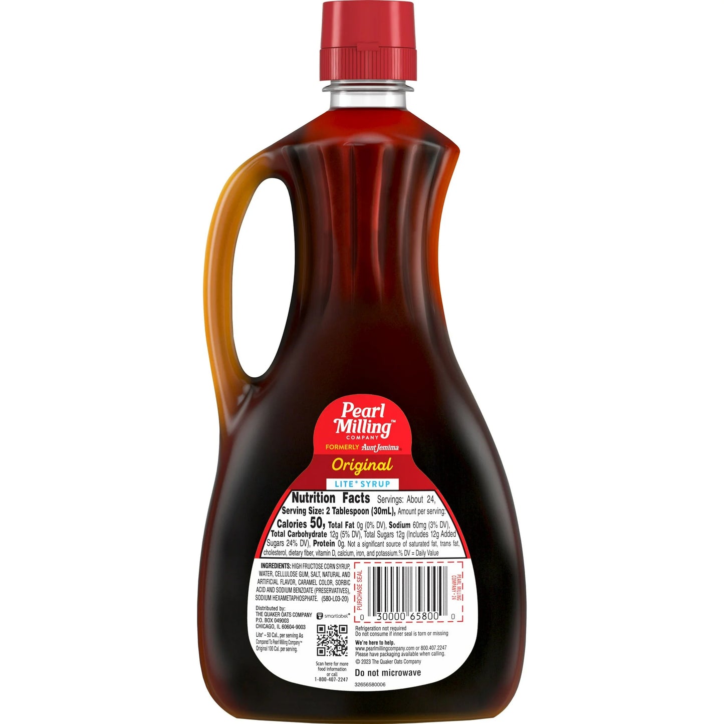 Pearl Milling Company Lite Pancake & Waffle Syrup Original, 24 fl oz Bottle, 24 Servings