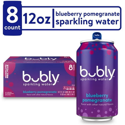 Bubly Blueberry Pomegranate Sparkling Water  12 fl oz  8 Pack Cans