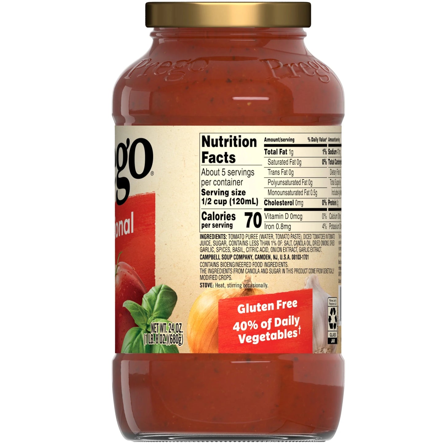 Prego Traditional Pasta Sauce, 24 oz Jar