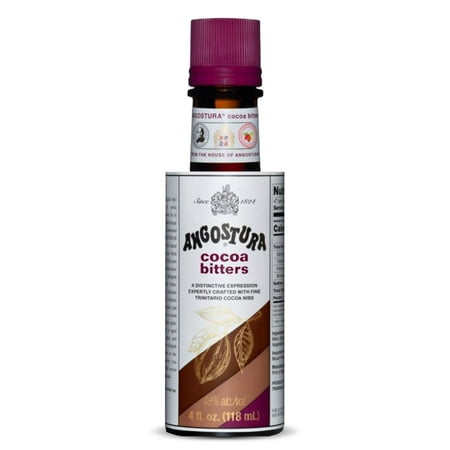 Angostura Cocoa Bitters  Cocktail Bitters for Professional and Home Mixologists  Kosher Certified  Sodium Free  4 FL OZ