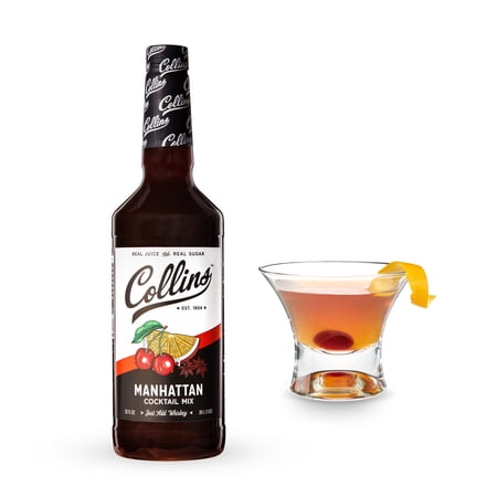 Collins Manhattan Mix | Made With Real Brown Sugar  Orange and Cherry Juice With Natural Flavors | Classic Cocktail Recipe Ingredient  32 fl oz