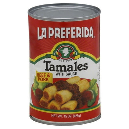 BEEF & PORK TAMALES WITH SAUCE, BEEF & PORK