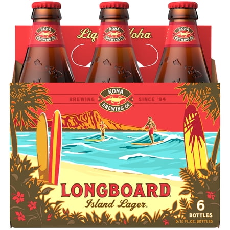 Kona Brewing Co. Longboard Island Lager Beer, 6 Pack 12 fl. oz. Bottles, 4.6% ABV