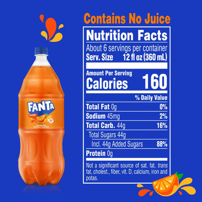 Fanta Orange Fruit Soda Pop  2 Liter Bottle