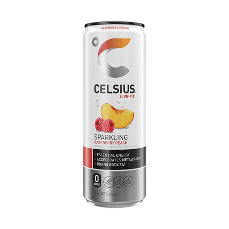 CELSIUS Sparkling Raspberry Peach  Functional Essential Energy Drink 12 Fl Oz Single Can