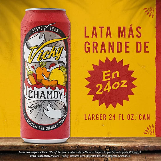 Victoria Vicky Chamoy Mexican Flavored Beer 3.5% ABV Can - 24 Fl. Oz.