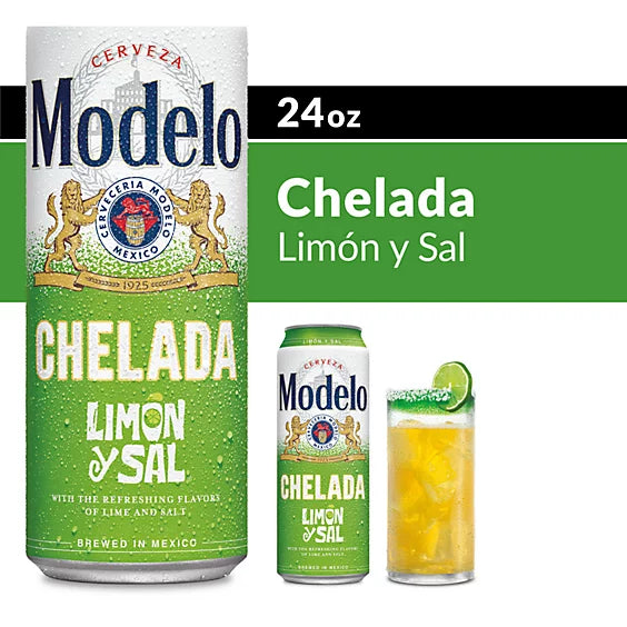 Modelo Chelada Limon y Sal Mexican Import Flavored Beer 3.5% ABV - 24 Fl. Oz.