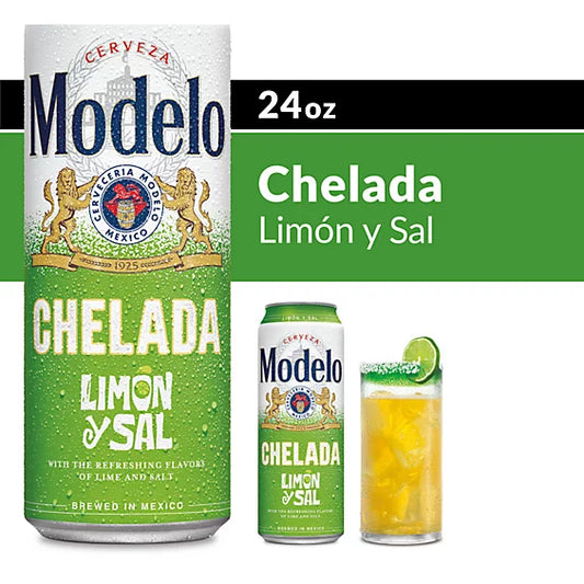 Modelo Chelada Limon y Sal Mexican Import Flavored Beer 3.5% ABV - 24 Fl. Oz.