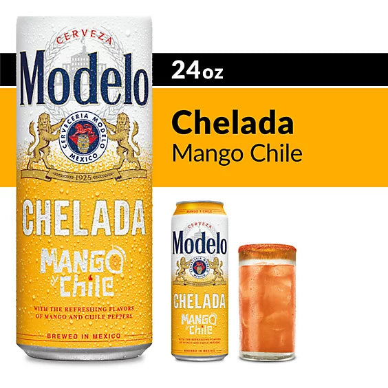 Modelo Chelada Mango y Chile Mexican Import Flavored Beer 3.5% ABV Can - 24 Fl. Oz.
