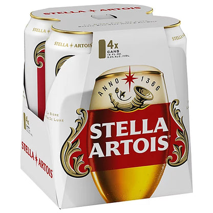 Stella Artois Premium Lager Beer Aluminum Cans 5.0% ABV - 4-16 Oz
