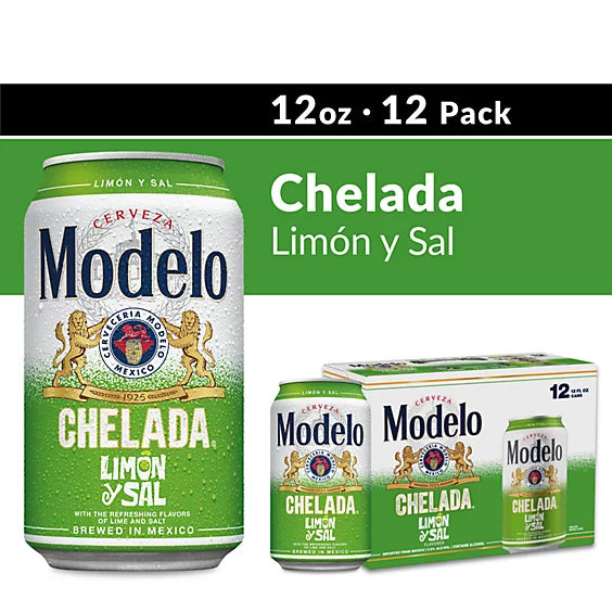 Modelo Chelada Limon y Sal Mexican Import Flavored Beer 3.5% ABV Can - 12-12 Fl. Oz.
