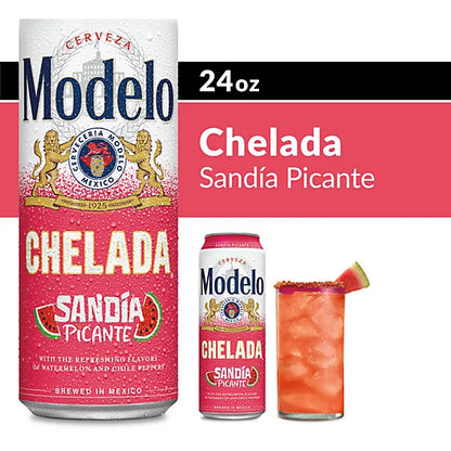 Modelo Chelada Sandia Picante Mexican Import Flavored Beer 3.5% ABV Can - 24 Fl. Oz